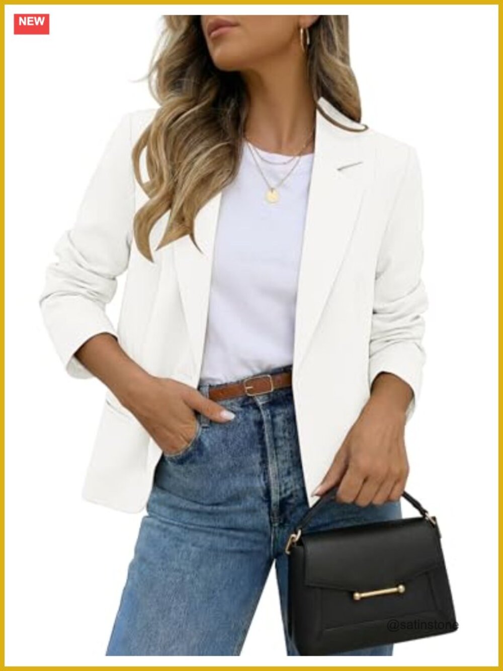 Women's Casual Long Sleeve Blazer Suit Jacket Notch Collar Fully Lined